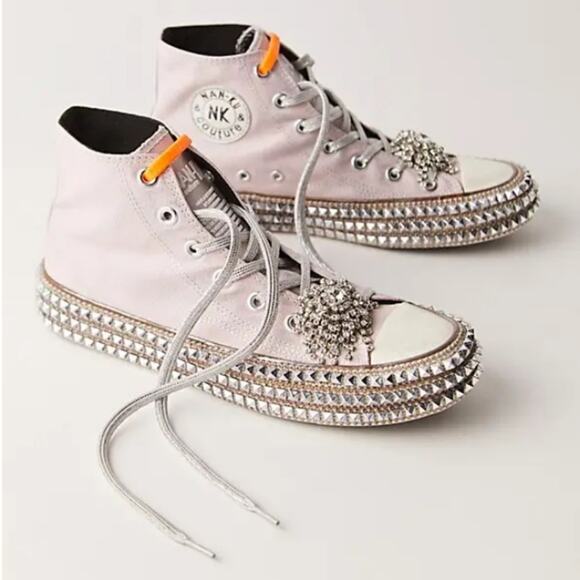 NEW Nan-Ku Couture Free People Cruise Studded Mellow Mauve Pink High Top Sneaker - Picture 3 of 12